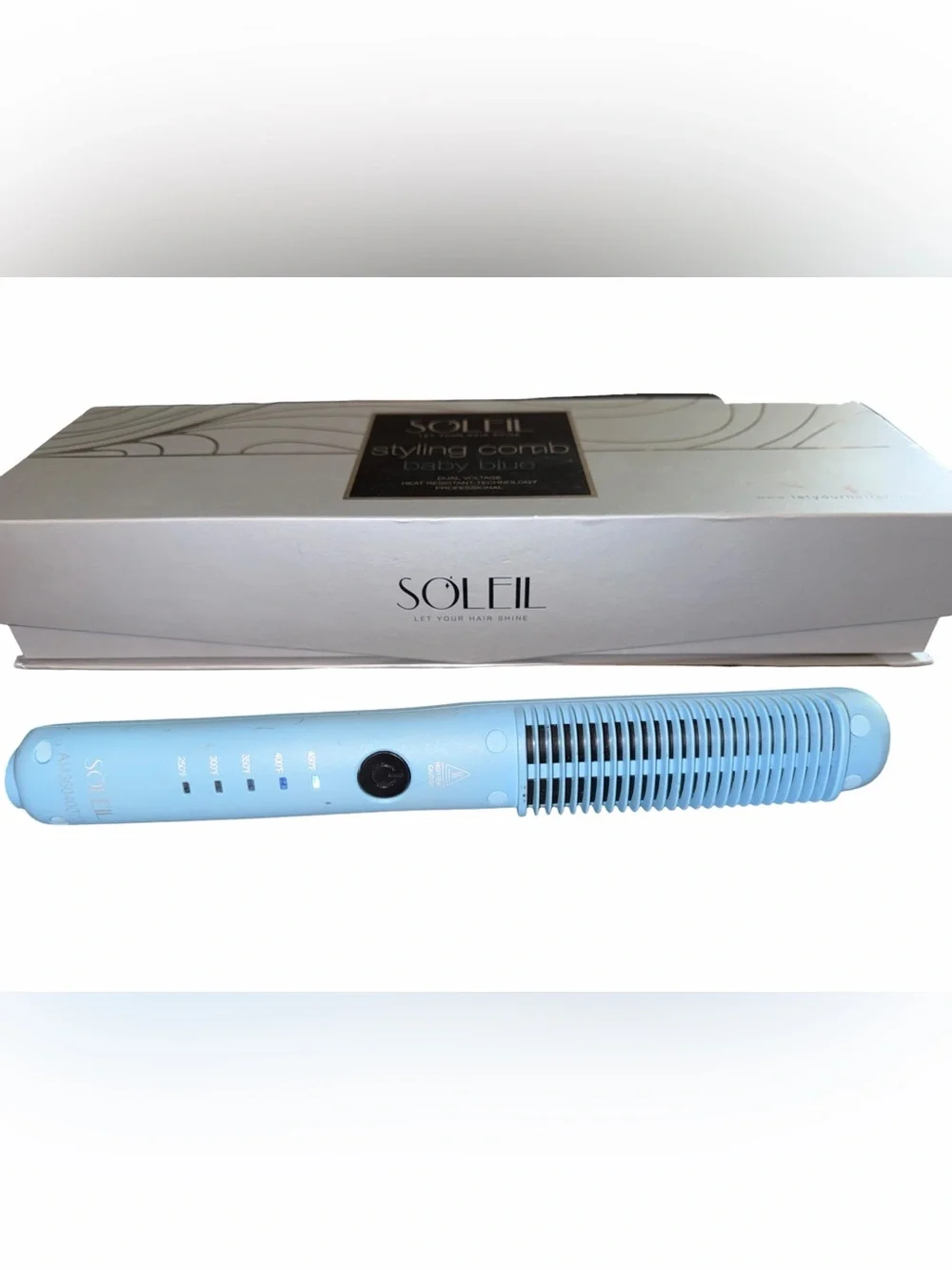 Soleil Baby Blue Styling Comb - Portable Heated Hair Brush